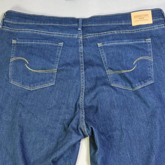 Signature Gold by Levi Strauss jeans women's size 22M ink blue mid-rise straight - Picture 4 of 16